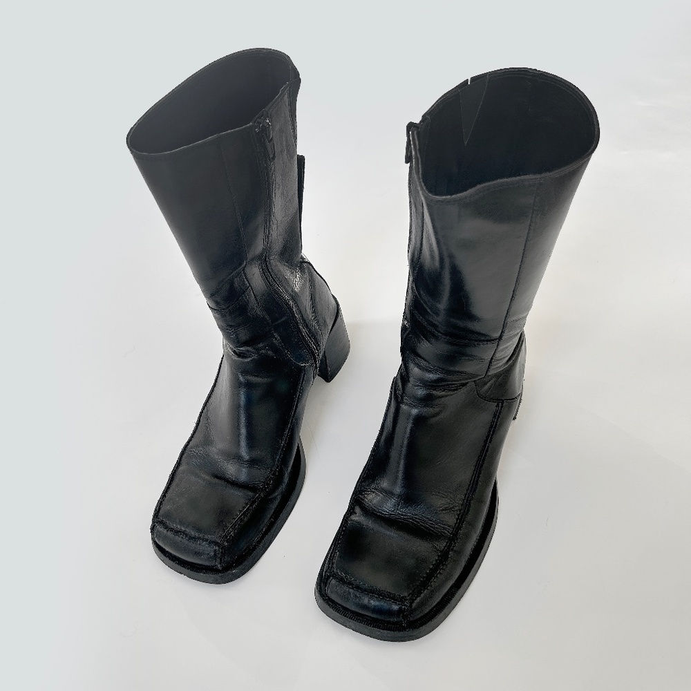 E8 by MIISTA Alzira Square Toe Boots in Black Leather in size 41